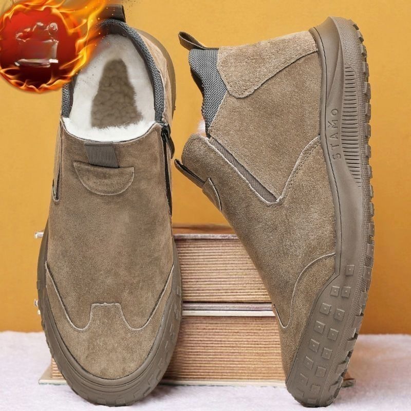 Men'S Fashion Loafers - รองเท้าผู้ชายฤดูหนาว รองเท้าผ้าฝ้ายอุ่นๆ แฟชั่น รองเท้าลำลองหุ้มข้อสูง รองเท้าหนังกลับ รองเท้าผ้าใบผู้ชาย