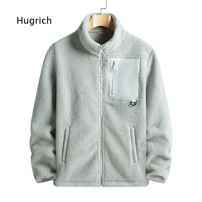 Sherpa Jacket Fleece - เสื้อแจ็คเก็ตขนแกะเชอร์ปาสีแทนสำหรับผู้ชาย คอตั้ง แขนยาว เนื้อผ้านุ่ม สไตล์เท็ดดี้ เหมาะสำหรับใส่ในฤดูใบไม้ร่วงและฤดูหนาว