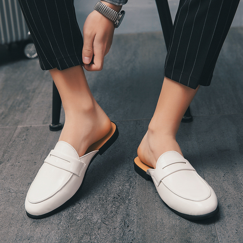Men'S Fashion Loafers - รองเท้าแตะผู้ชายดีไซน์อิตาลี หนังแก้ว โลฟเฟอร์ โมคคาซิน รองเท้าลำลองกันลื่นสำหรับกลางแจ้ง สีดำ