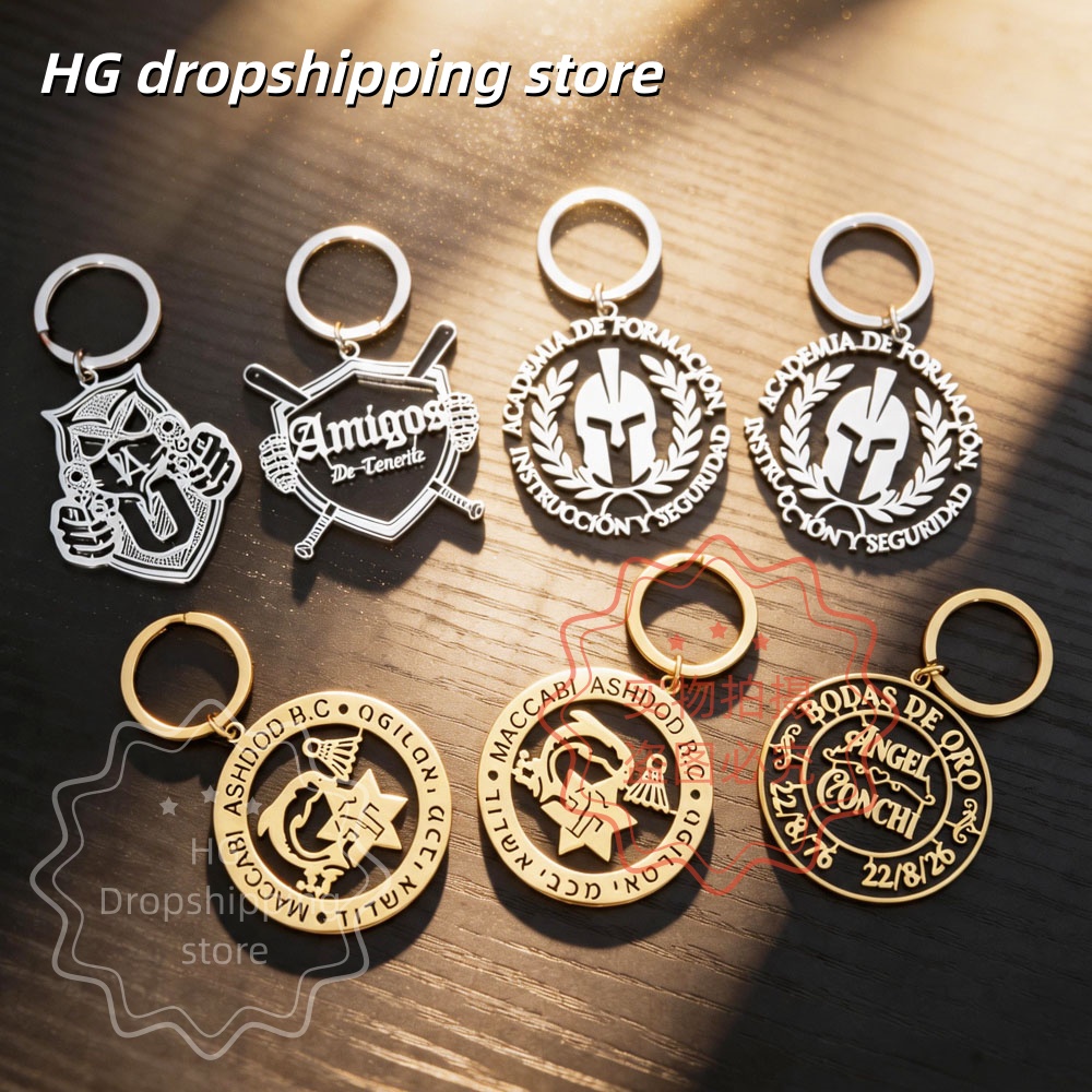 Men'S Fashion Gold Chain - พวงกุญแจโลโก้ส่วนตัว ขายส่ง โลโก้บริษัท/รูปภาพตามสั่ง จี้ทำจากสแตนเลส ของขวัญเครื่องประดับสำหรับผู้ชายและผู้หญิง