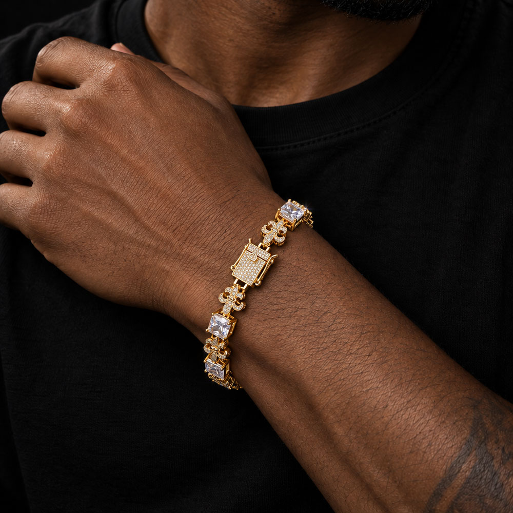 Men'S Fashion Gold Chain - สร้อยข้อมือ Nuoya Iced Out Fleur De