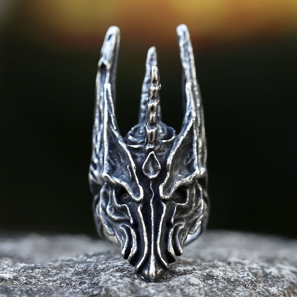 Men'S Fashion Guide - 2022 Vintage Black Helm of Sauronแหวนสแตนเลสผู้ชายPunk