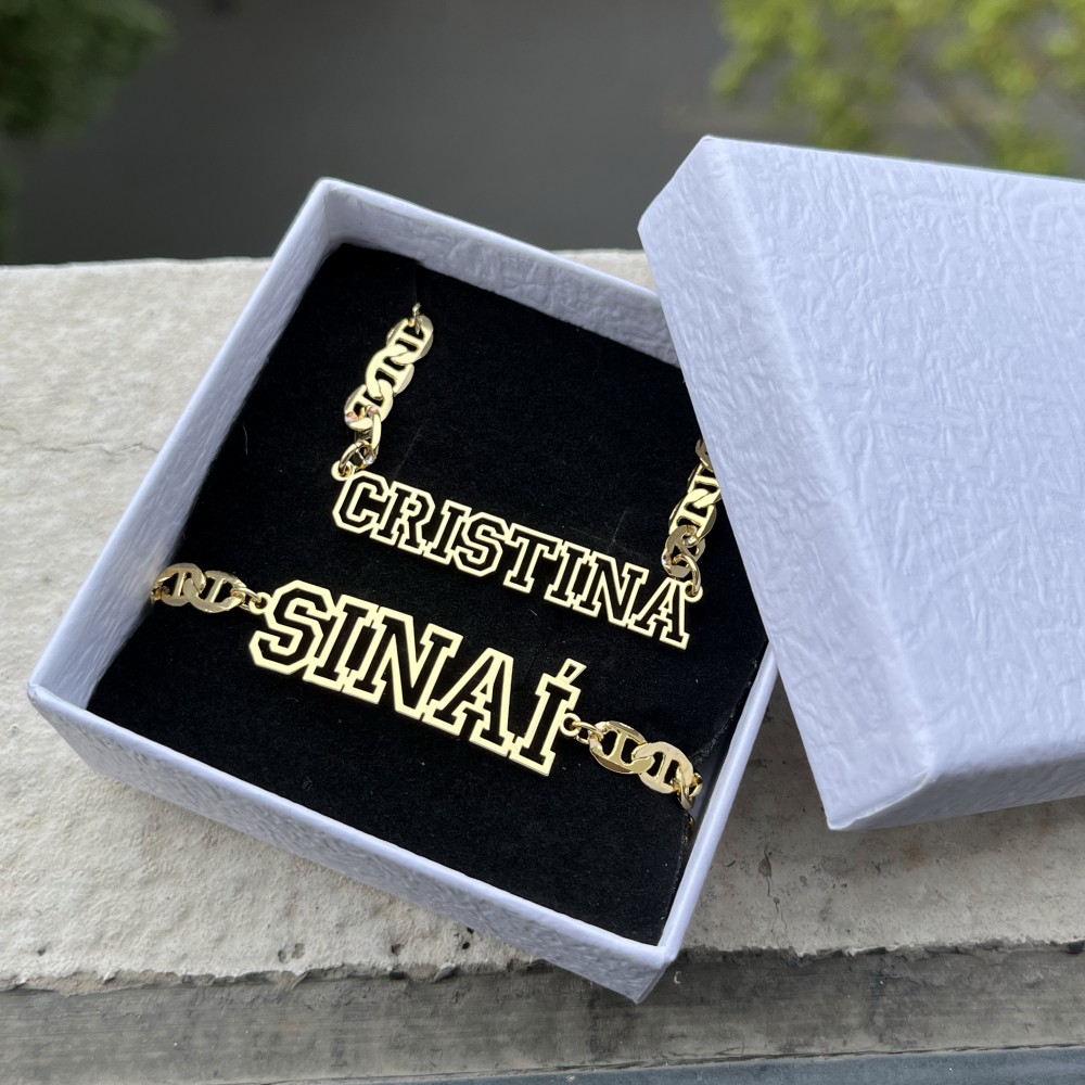 Men'S Fashion Gold Chain - Duoying สร้อยคอแบบกำหนดเองชื่อสร้อยคอกลวงสร้อยข้อมือตัวอักษรสีทองฮิปฮอปพร้อมคลิปแบนโซ่ชุดเครื่องประดับสแตนเลส