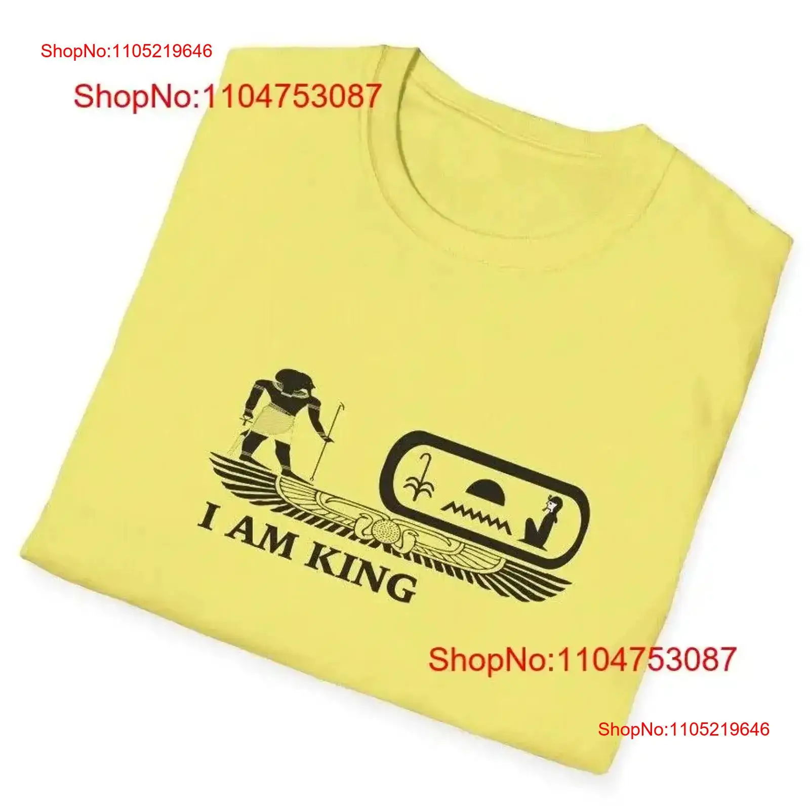 Men Fashion Egypt - เสื้อยืด I Am King สีเหลือง ลายอียิปต์โบราณ