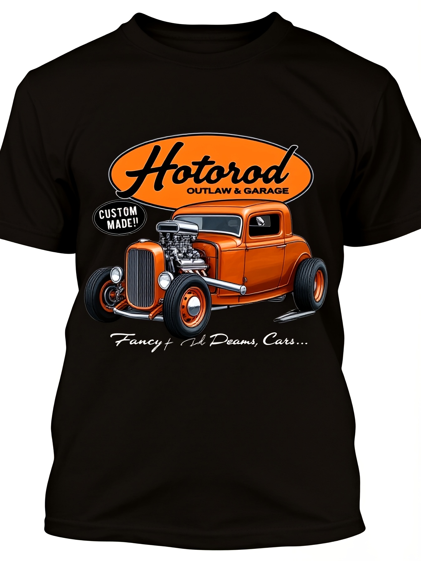 1950S Fashion Men'S - เสื้อยืดผู้ชายสไตล์วินเทจยุค 1950 ลายรถฮอทร็อด ดีไซน์รถสปอร์ต ทรงหลวม ระบายอากาศได้ดี