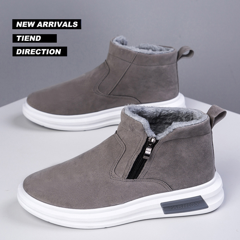 Men'S Fashion Footwear - รองเท้าบูทหิมะผู้ชายฤดูหนาวปี 2025 บุขนอุ่น รองเท้าบูทข้อเท้าแฟชั่น รองเท้าผ้าใบกันลื่นสำหรับกิจกรรมกลางแจ้ง รองเท้าบูทข้อเท้าลำลองแบบแบน