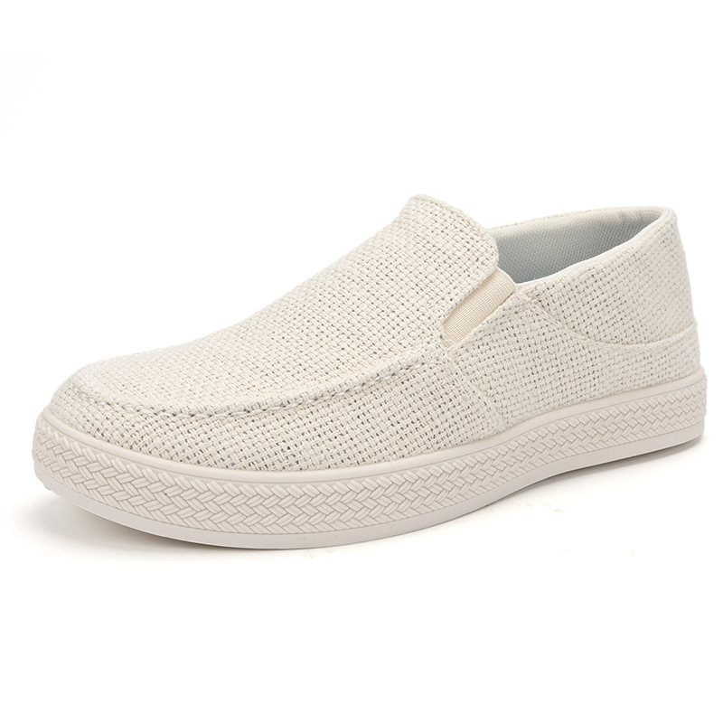 Men'S Fashion Loafers - รองเท้าโลฟเฟอร์ผ้าลินินสำหรับผู้ชาย ระบายอากาศได้ดี หน้าผ้าทอ ทนทานต่อการสึกหรอ พื้นรองเท้าทำจากยาง เหมาะสำหรับใส่เดินเล่นในชีวิตประจำวัน