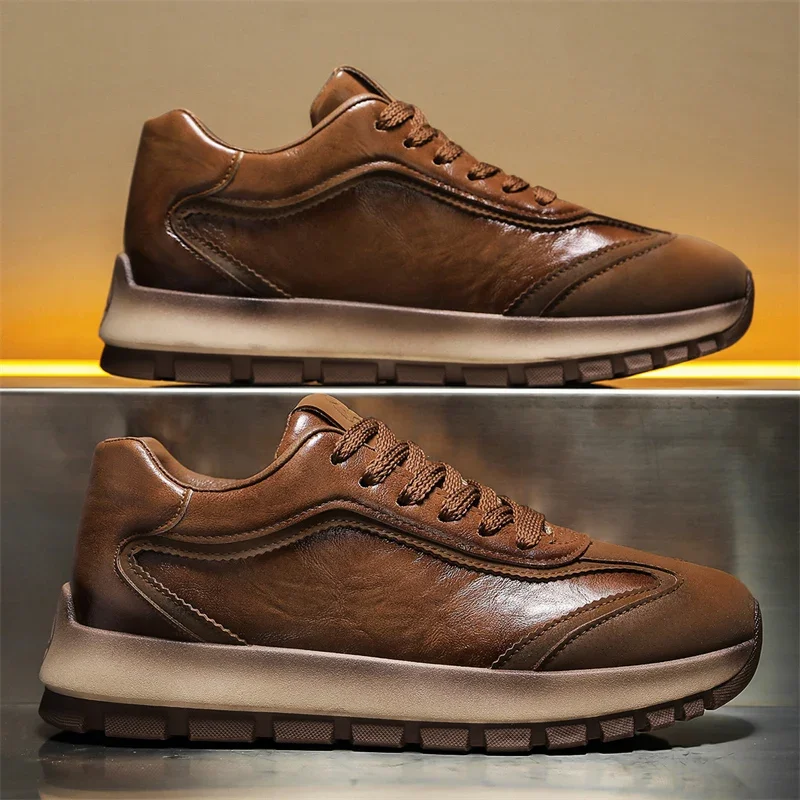 Men'S Fashion Running Shoes - รองเท้าผ้าใบผู้ชายสุดหรูทุกฤดูกาลรองเท้าหนังลำลองรองเท้ากีฬาแฟชั่นสไตล์เกาหลีรองเท้าวิ่งสำหรับผู้ชายรองเท้ากีฬากันลื่น
