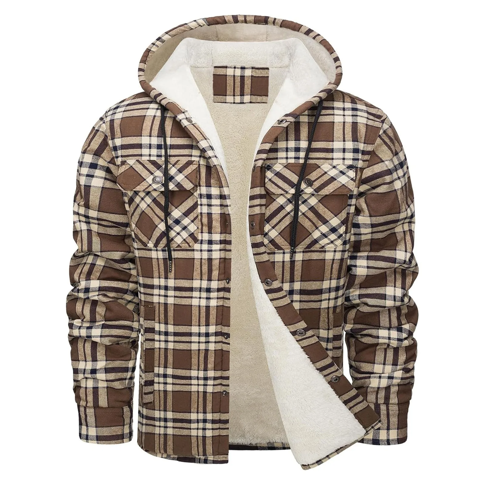 หนา WARM Flannel Hooded JACKET - Sherpa Jacket Fleece บทวิจารณ์และราคา