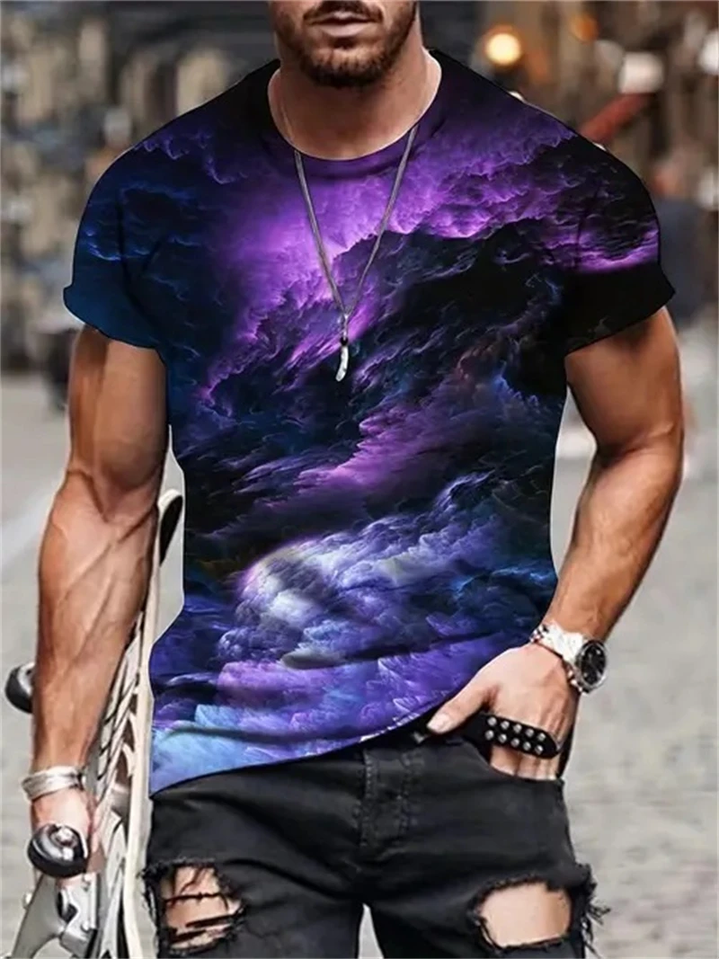 เสื้อยืดพิมพ์ลายเนบิวลาสีม่วงส - Men'S Fashion Night Out บทวิจารณ์และราคา