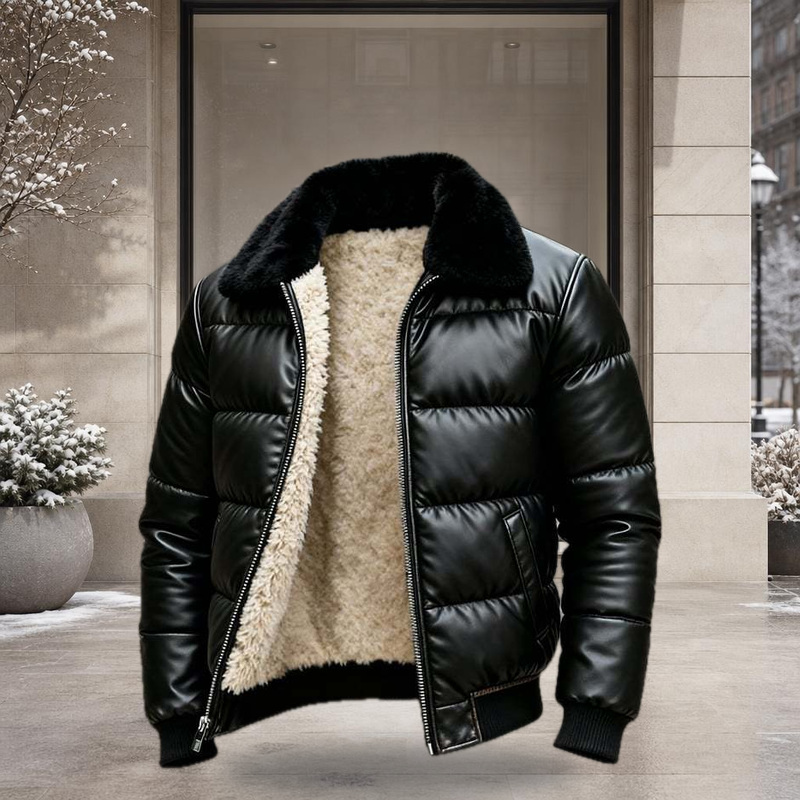 เสื้อแจ็คเก็ตหนัง PU สำหรับผู้ - Sherpa Jacket Fleece บทวิจารณ์และราคา