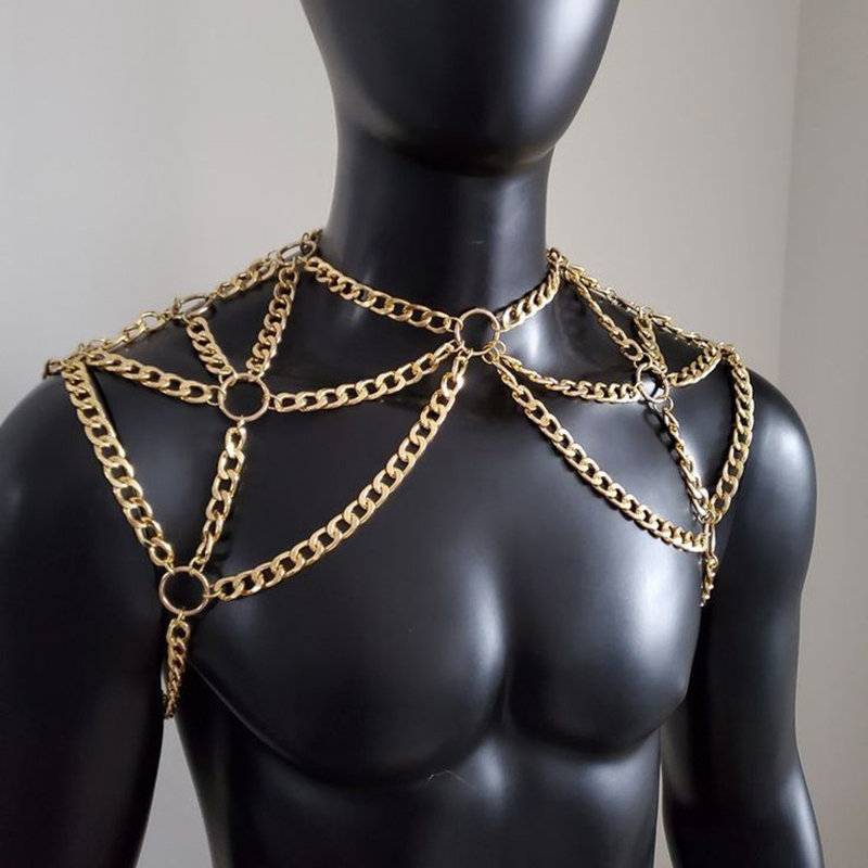 Punk Men ไหล่ Body Chain กลับส - Men'S Fashion Gold Chain บทวิจารณ์และราคา