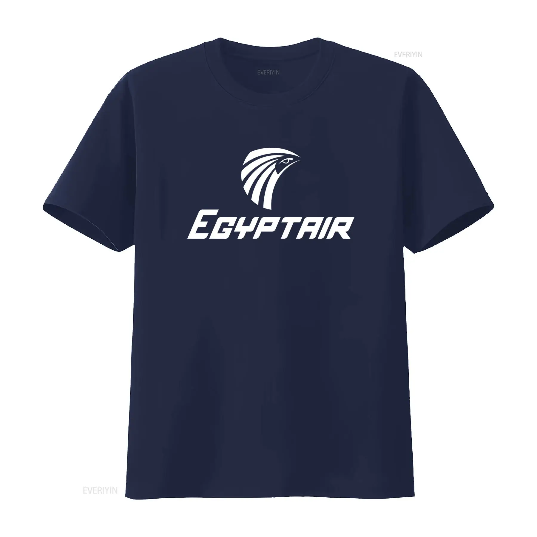 เสื้อยืดผ้าฝ้ายสีน้ำเงินกรมท่า - Men Fashion Egypt บทวิจารณ์และราคา
