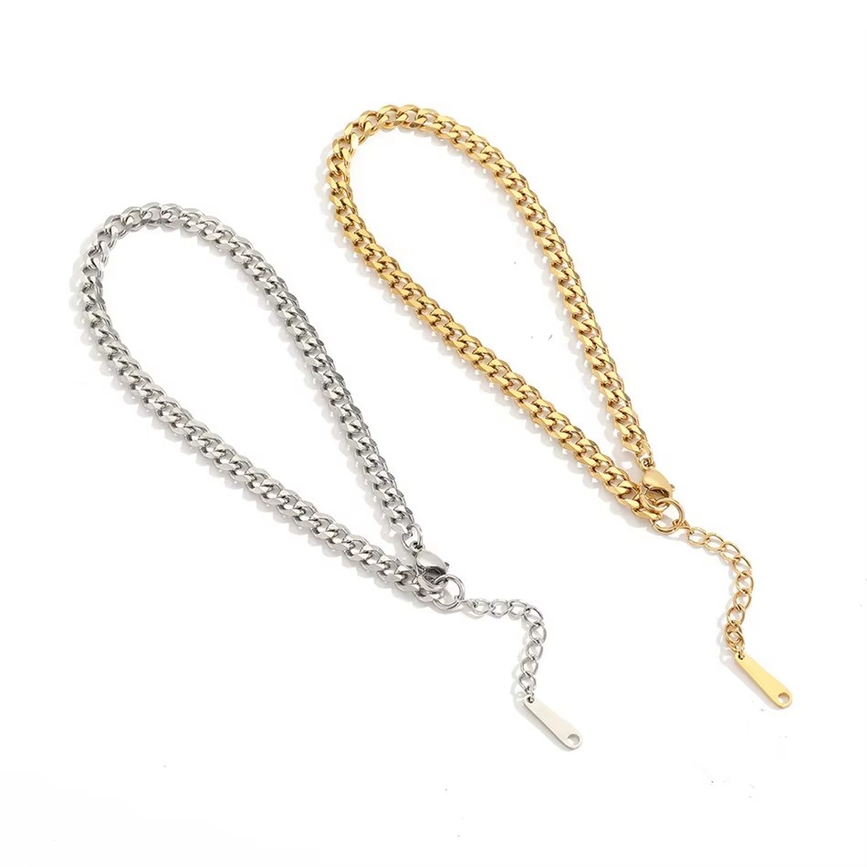 สร้อยข้อเท้าสแตนเลสสตีลแบบคิวบ - Men'S Fashion Gold Chain บทวิจารณ์และราคา
